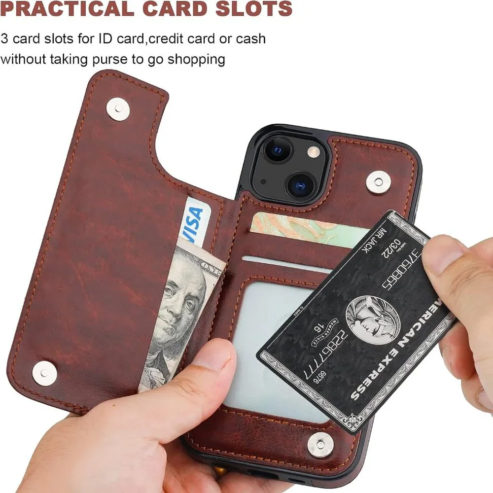 Compatible with iPhone 13 Wallet Case with Card Holder, PU Leather Kickstand Ca